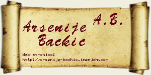 Arsenije Backić vizit kartica